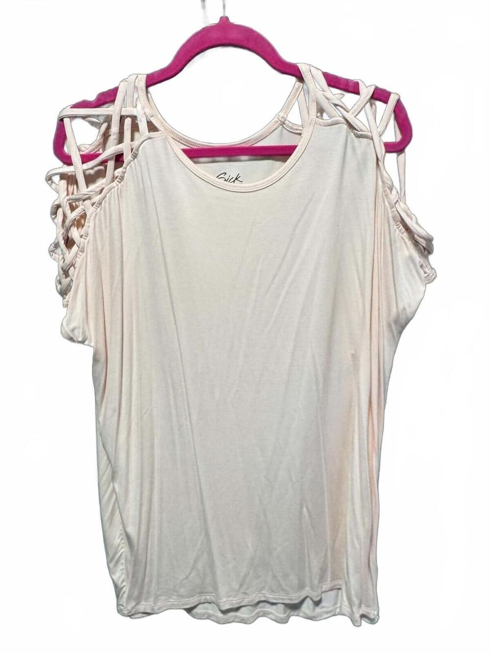 LoveSick (torrid) Women's Cream Cold Shoulder Top with Lattice Detail Size 2